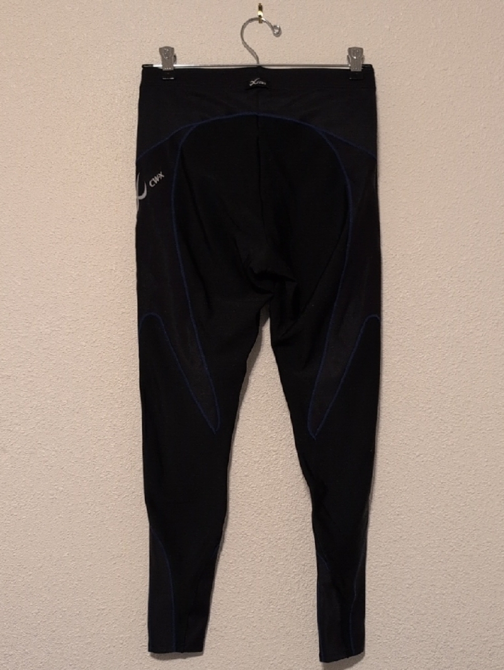 CW-X Black Compression Leggings with Blue Stitching - Picture 2 of 7